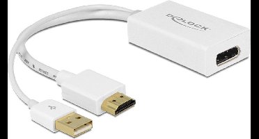 DeLOCK premium HDMI naar DisplayPort actieve adapter - HDMI 1.4 / DP 1.2 (4K 30Hz) / wit - 0,20 meter