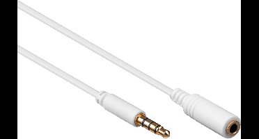 3,5mm Jack 4-polig audio slim verlengkabel AWG28 / wit - 1,5 meter