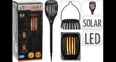 Tuinlamp Fakkel - Solar - LED vlameffect - 3-in1: prikspot, staand, hangend - 47cm