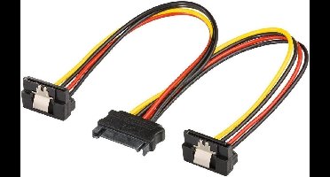 SATA (m) - 2x SATA (v) haaks met metalen klem voeding splitter - 0,20 meter