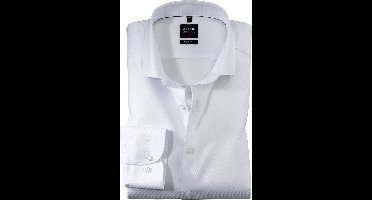 OLYMP Level 5 body fit overhemd - mouwlengte 7 - wit diamant twill - Strijkvriendelijk - Boordmaat: 41