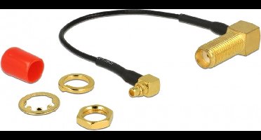 MMCX (m) haaks - SMA (v) haaks kabel - Mini Coax (1,37 mm) - 50 Ohm - 0,10 meter