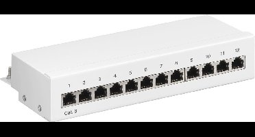 CAT6 Gigabit Desktop Patch Panel 1U met 12 poorten - afgeschermd / wit