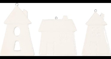 Creotime Hangdecoratie Huis 7,6-9,7 Cm Terracotta Wit 18 Stuks