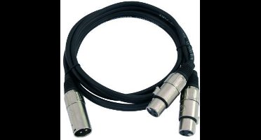 Omnitronic 30225210 XLR Adapterkabel [1x XLR-stekker 3-polig - 2x XLR-bus 3-polig] 1.50 m Zwart
