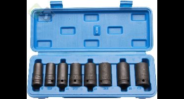 Wielbout demontage set, Krachtdoppenset, 8 delig, 1/2 duims aansluiting, 17 tot 27.5mm, slagdoppen