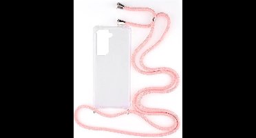 Shop4 - Samsung Galaxy S21 Plus Hoesje - Zachte Back Case met Koord Roze