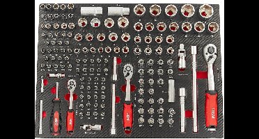 HBM 145 Delige Doppenset met Ratels in Carbon Foam inlay voor Gereedschapswagen