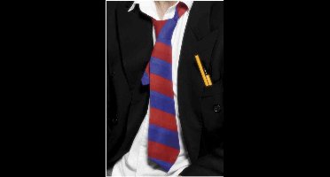 Smiffys - School Stropdas - Rood/Blauw