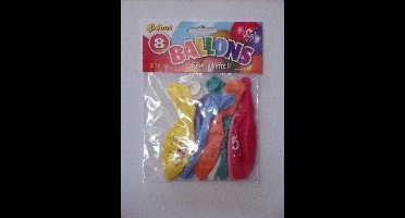 Ballonnen cijfer 5 no. 12 eenzijdig 1 zakje met 8 stuks