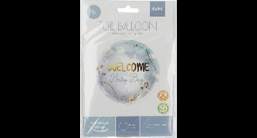 Folat - Folieballon Welkom Baby Boy Blauw - 45 cm