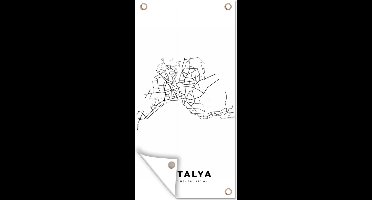 Tuinposter Turkije - Plattegrond - Zwart Wit - 30x60 cm - Stadskaart - Tuindoek