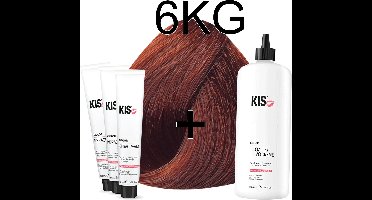 Kis KeraCream Color - 100ml - Haarverf Set - 6KG Donker koper goudblond | KIS - (3 x haarverf & 1L waterstofperoxide)