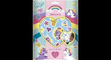 Totum unicorn raamstikkers - 60x stuks - eenhoorn/unicorn - autoraam - decoratie
