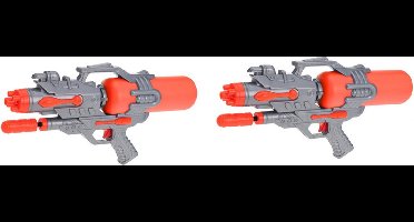 Waterpistool van 46 cm - 2x - met pomp - oranje - kinderspeelgoed - waterspeelgoed - waterpistolen