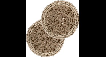 Secret de Gourmet ronde tafel placemat - Set van 8x stuks - zeegras naturel - 38 cm - Tafel onderleggers