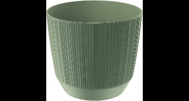 Prosperplast Plantenpot - stripe - olijfgroen - kunststof - D13xH11 cm - voor binnen/buiten