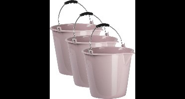 PlasticForte Emmer - 3x stuks - oud roze - 9 liter - schoonmaak emmer - met schenktuit