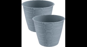 Prosperplast Plantenpot/bloempot Paintstripe - 4x stuks - kunststof - grijs - 17 x 14 cm - stijlvol