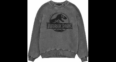 Jurassic Park - Spray Logo (SuperHeroes Inc. Acid Wash Sweatshirt) Sweatshirt Black-L