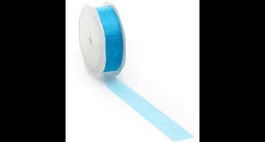 Turquoise voile lint voor creatieve projecten en decoratie - 25 mm / 25 mtr.