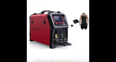 6-In-1 MIG-Lasmachine – MIG-Lasser – TIG-Lasser – MMA-Lasser – Spotlasser – 220V – Synergische Digitale Besturing - Met Leren Schort