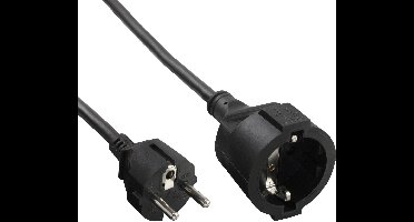 CEE 7/7 (recht) - CEE 7/3 (recht) stroom verlengkabel | 3x 1,50mm | zwart | 20 meter