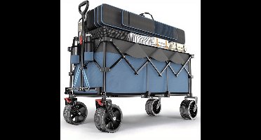 Steekwagen – Handkar – Transportkar – Transportwagen – Opvouwbare kar – Draagvermogen 200 kg – Extra brede rubberen banden 17 x 10 cm – Blauw-grijs