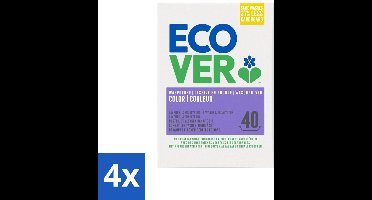 4 x Ecover - Waspoeder Color - Voor gekleurde was - 3 kg - 40 wasbeurten - Waspoeder - Gekleurde Kleding - Wasmiddelen - Ecologisch - Biologisch Afbreekbaar