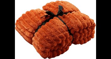 Dutch Decor - Plaid 150x200 cm - RICKY - superzacht, extra dik, warm, donzig, flannel fleece – oranje/terrarood