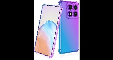 Siliconen hoes voor 14-inch smartphone, ultra dun en schokbestendig, zijdezacht gevoel, premium TPU-materiaal, paars/blauw kleurverloop.