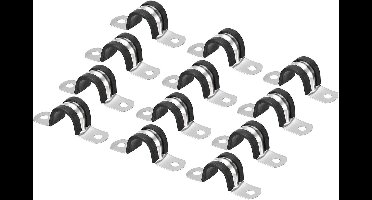 22 stuks 18 mm Kabelklem - Rubberen leiding riem van 304 roestvrij staal - Slangklem U-vorm - Buisbevestiging voor draadbuis - Duurzame metalen klem