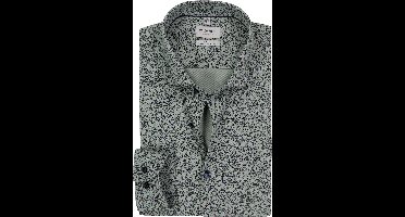 OLYMP 24/7 Level 5 body fit overhemd - dobby - licht grijsgroen dessin - Strijkvriendelijk - Boordmaat: 42