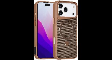 TUNIQ Back cover voor iPhone 17 Pro Max - MagSafe met Ringstand - Carbon Fiber - Goud