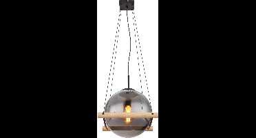 Globo - hanglamp - Leona - zwart - glas smoke glas - kleurglas-lamp - E27 - 15883H