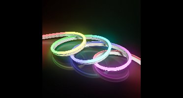 HOFTRONIC - Halo Neon LED Strip 5m - WiFi & Bluetooth - RGBWW - Met afstandsbediening - IP65 voor binnen en buiten - RGBIC LED Strip - Neonflex - Smart Strip - Slimme verlichting