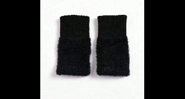 S&E Luxe Gebreide Pluche Vingerloze Winterhandschoenen – Warm & Functioneel - Zwart