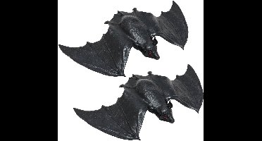Chaks nep stretchy vleermuis 23 cm - 2x stuks - zwart - griezel/horror thema decoratie dieren