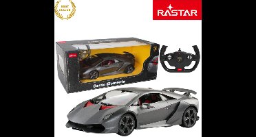 Rastar RC Auto 1:14 Lamborghini Sesto Elemento Grijs – Bestuurbare Auto - Luxe Afstandsbediende Sportwagen Voor Kinderen En Volwassenen – Realistisch Design Met Verlichting En Precisiebediening – Verzamelmodel Met CE Keurmerk – Met Ebook