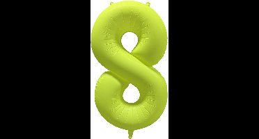 Riethmüller - Folieballon cijfer 8 - neon geel - 86 cm