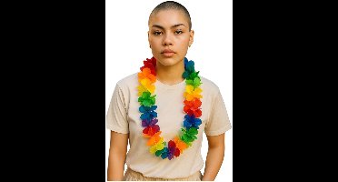 Regenboog Bloemenkrans – Hawaï Slinger – Pride Flower Lei – Feestaccessoire - 6 Stuks