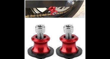 JeiibrZui Cnc-motorspoelen - Achterstandaard-sliders Voor Swingarmen - Hard Geanodiseerd & 100% Cnc-gefreesd Uit Massief Aluminium - 2 Stuks - Rood