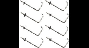 Allecto Plus - RVS 304 Schroefhaak 8 stuks M6x35x100mm Plafondmontage met Moeren en Wasmachines