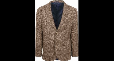 Suitable Colbert Herringbone Merinowol Lichtbruin - Maat 48 - Heren blazer