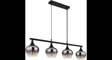 Globo - hanglamp - MAXY - zwart - glas - grote eettafellamp - E27 - 15548-4H1