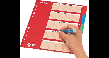LEITZ kartonnen tabbladen, blanco, A4, 5-delig, meerkleurig