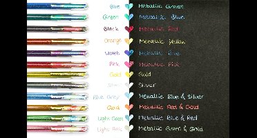 Pentel Dual Metallic Stickpen Zwart, Blauw, Goud, Zilver 4 stuk(s)
