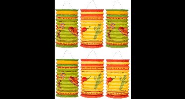 Boland Lampionnen Mexico - 6x stuks - mexicaans thema - fiesta - versiering