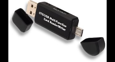 Pixel Loop – OTG Kaartlezer Adapter – 2-in-1 USB 2.0/Micro USB – Geschikt voor Smartphone, Tablet & PC – Data Transfer – Zwart