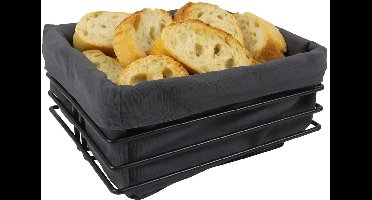 Cookinglife Broodmandje Vierkant - Serveermandje - Broodkorf - Bread Basket -Metaal Zwart - Open Structuur - Duurzaam - 23 x 22 x 12 cm